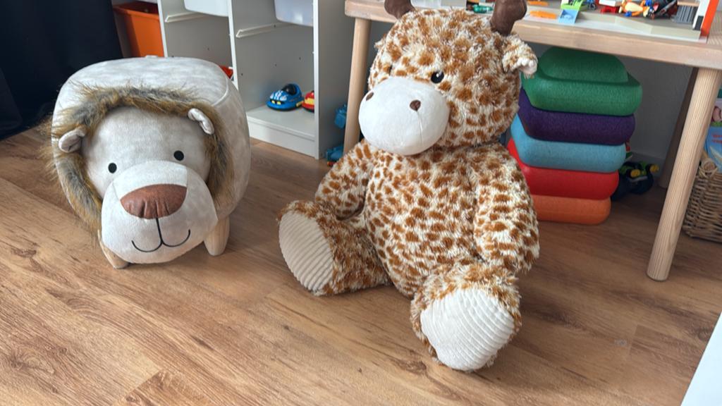 Leeuwen poef en/of giraf knuffel, Ophalen, Gebruikt, Middelgroot (20 tot 80 cm), Leeuw