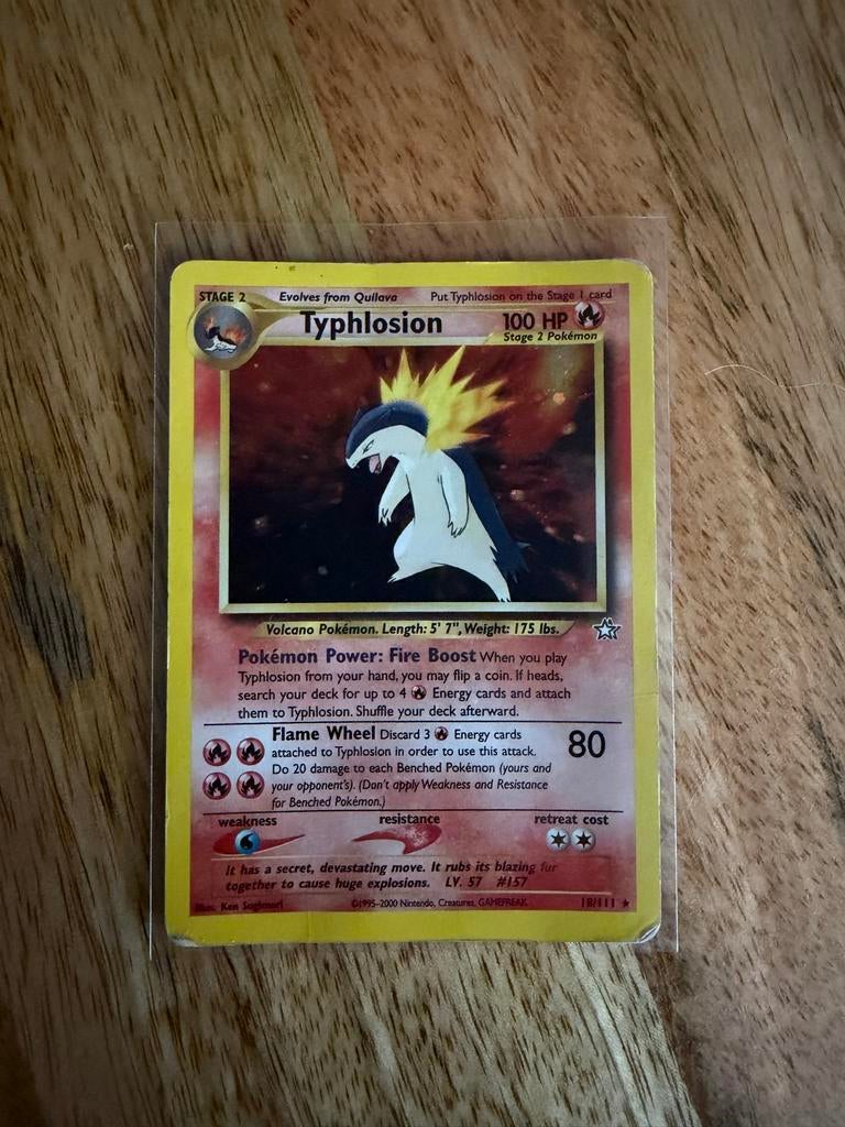 Typhlosion holo Pokémon kaart 18/111, Ophalen of Verzenden, Gebruikt, Losse kaart, Foil