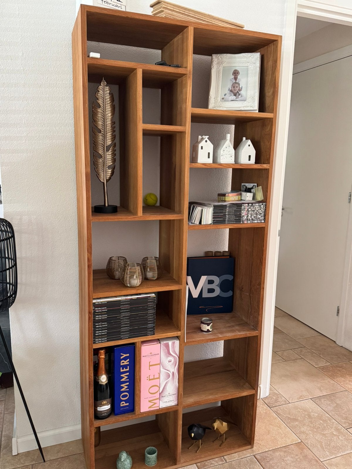 Teakhouten boekenkast, Ophalen, 200 cm of meer, 50 tot 100 cm, Zo goed als nieuw