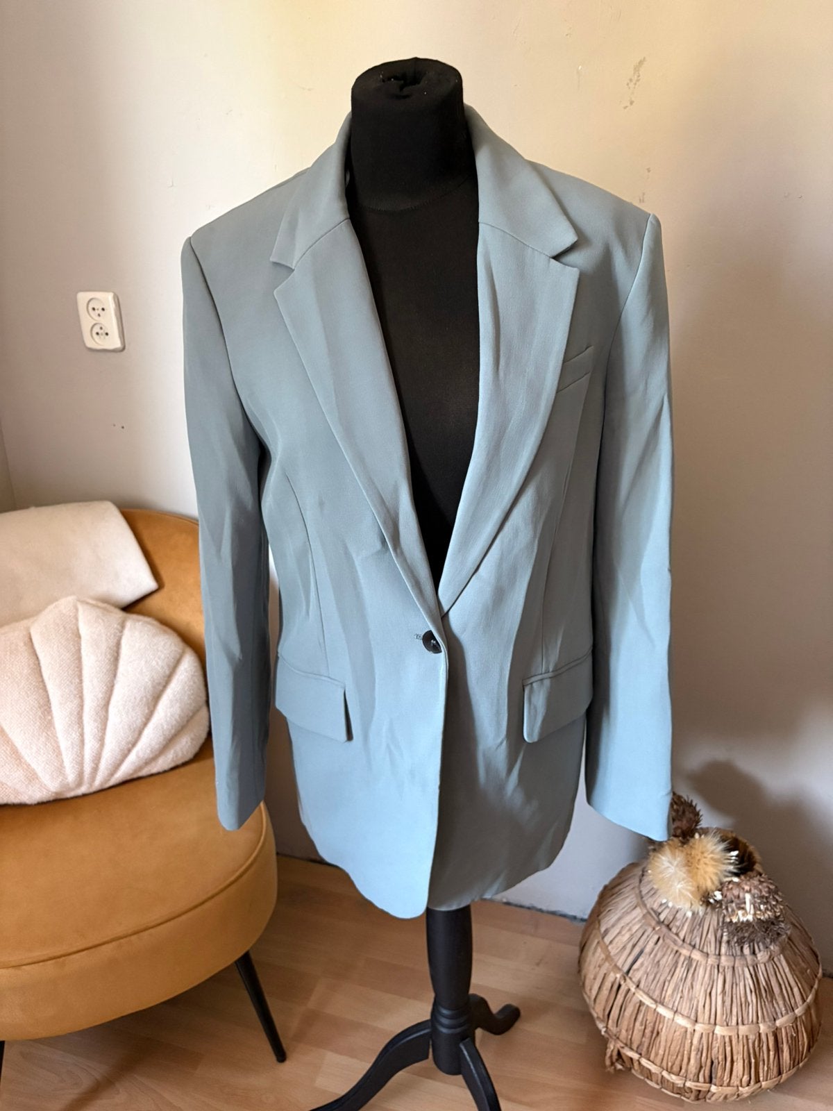 Zara Blazer Saliegroen - Maat M (ZGAN), Maat 38/40 (M), Ophalen of Verzenden, Zo goed als nieuw, Jasje