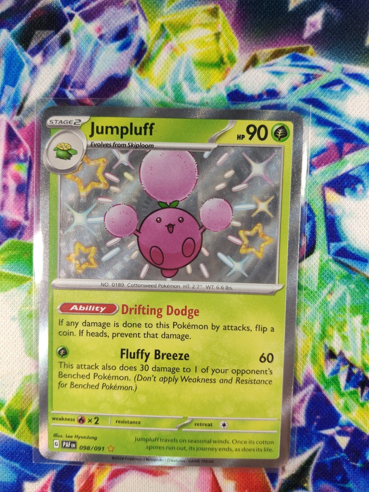 Jumpluff Pokémon Kaart - PAF 098/091 - Zo goed als nieuw, Ophalen of Verzenden, Zo goed als nieuw, Losse kaart, Foil