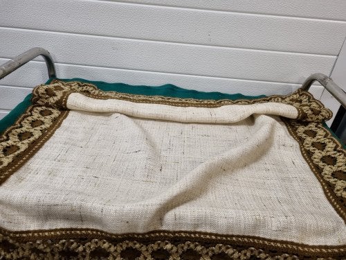 Tafelkleed vintage bruin creme, Ophalen of Verzenden