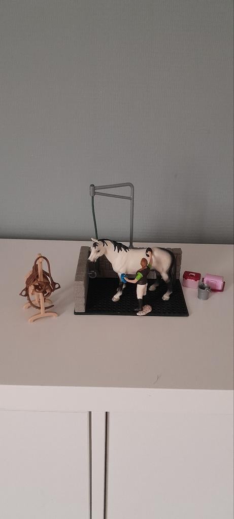 Schleich Paarden Set - Wasplaats met Paard en Ruiter, Kinderen en Baby's, Speelgoed | Overig, Ophalen, Zo goed als nieuw, Jongen of Meisje