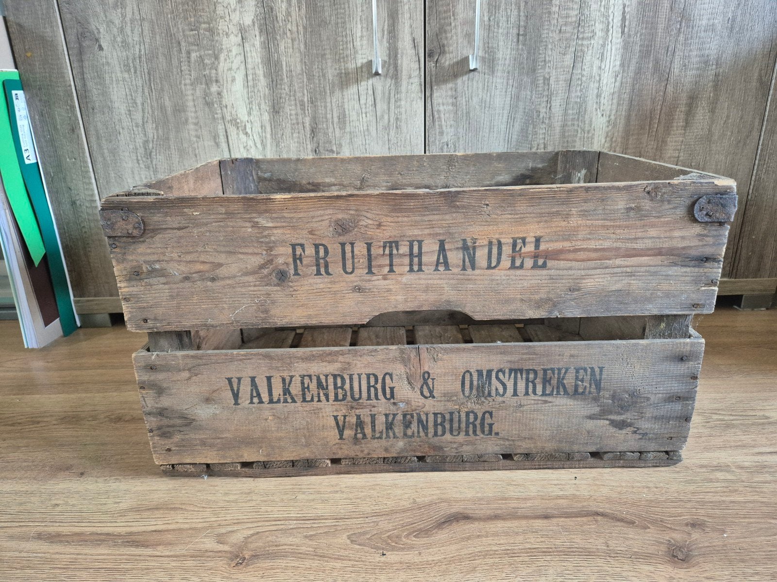 Vintage Houten Fruitkist "Fruithandel Valkenburg", Antiek en Kunst, Ophalen