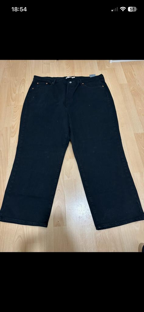 Levi’s Ribcage straight zwarte Jeans Maat 22W, Kleding | Dames, Broeken en Pantalons, Zwart, Maat 46/48 (XL) of groter, Ophalen of Verzenden