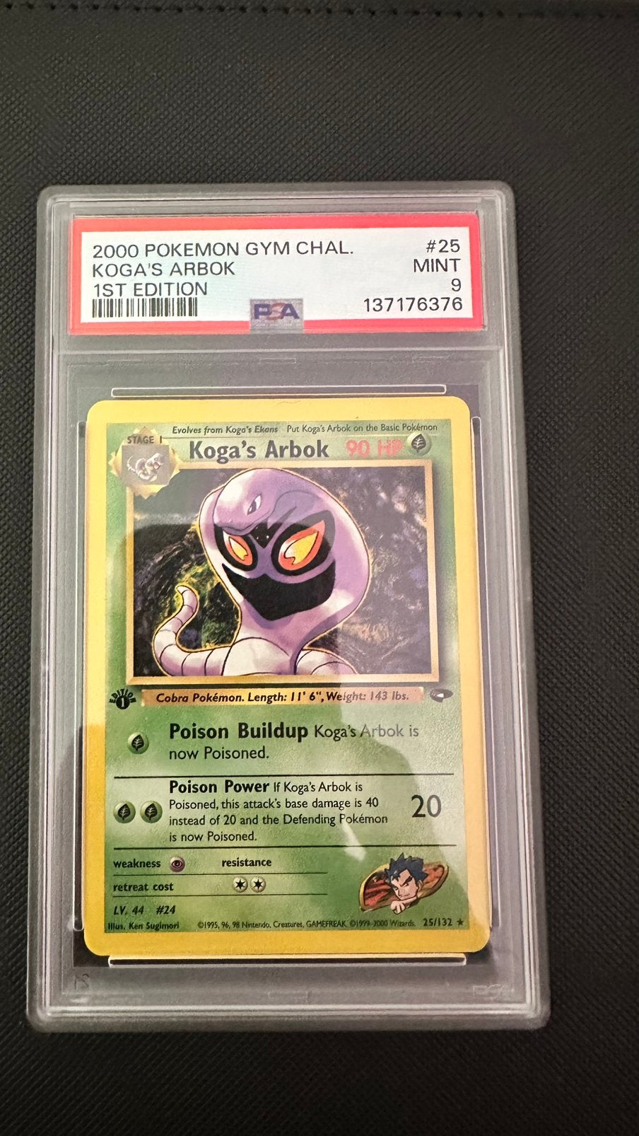 2000 pokemon koga’s arbok 1st edition, Hobby en Vrije tijd, Verzamelkaartspellen | Pokémon, Ophalen of Verzenden, Zo goed als nieuw