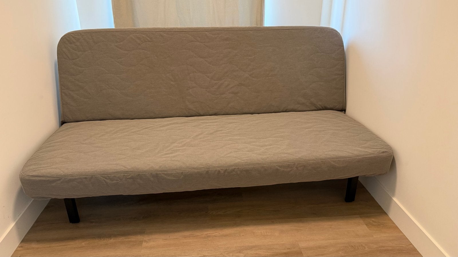 IKEA NYHAMN 3-zits slaapbank met schuimmatras en grijze hoes, Huis en Inrichting, Slaapkamer | Slaapbanken, Ophalen, Tweepersoons