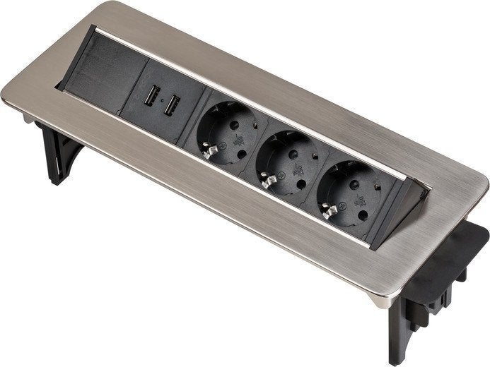 Inbouw bureau TCD 3V + 2x USB + 2 meter 3x1.5mm² - rennenst, Verzenden, Nieuw