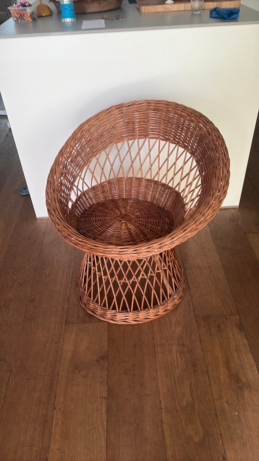 Vintage Rotan / Rieten stoel jaren ‘70, Huis en Inrichting, Stoelen, Ophalen, Gebruikt, Bruin, Eén