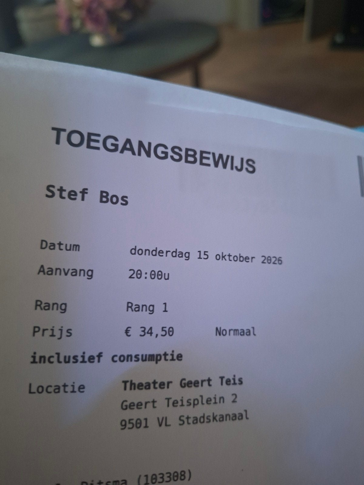 4 kaarten stef bos, Tickets en Kaartjes, Twee personen, Juni