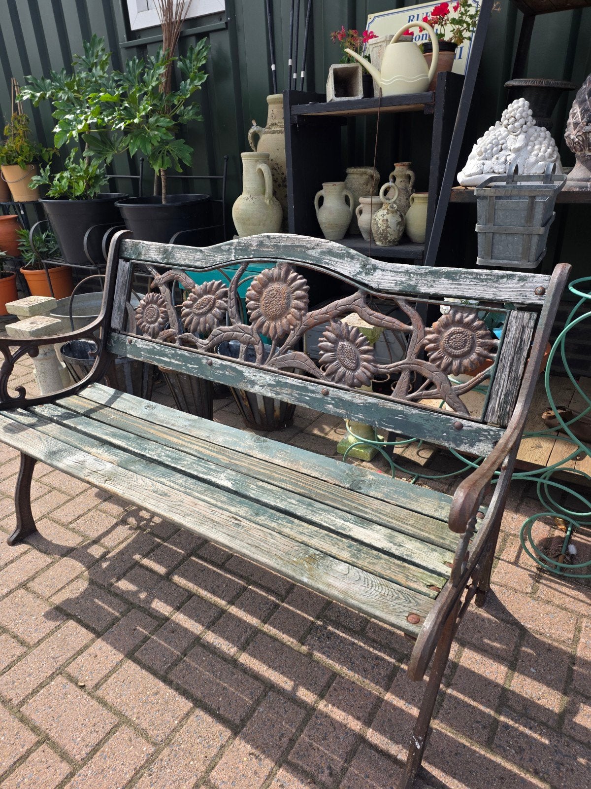brocante gietijzeren bankje, Tuin en Terras, Ophalen, Metaal