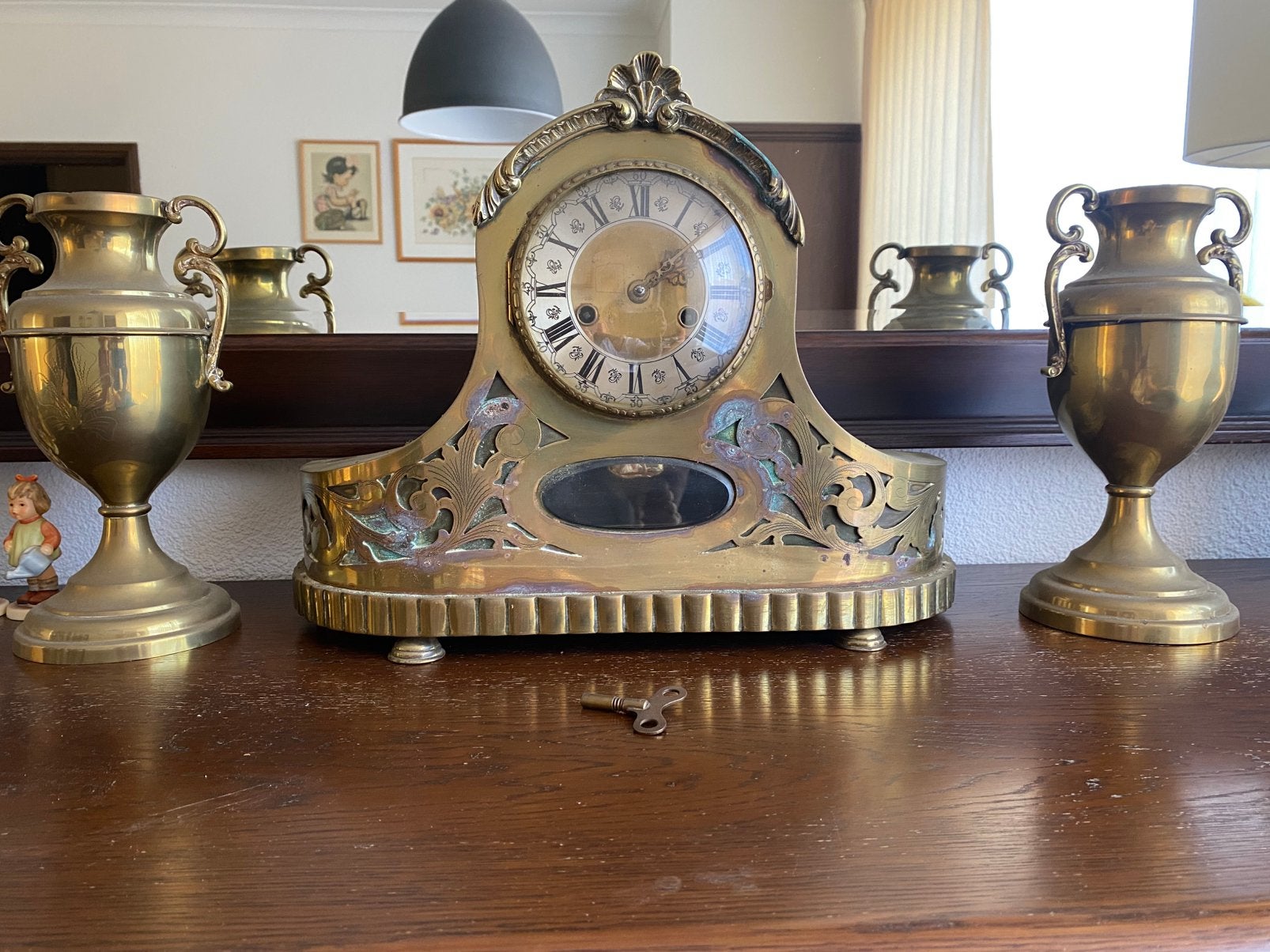 Antieke messing Jugendstil pendule-exemplaar, Ophalen