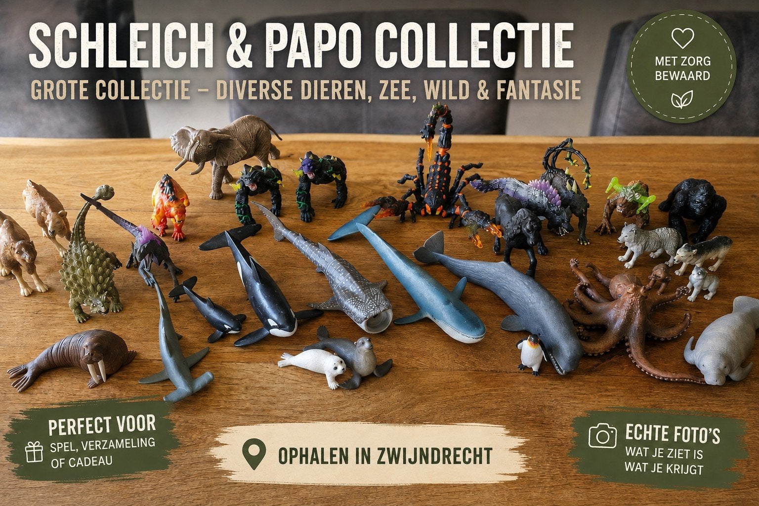 Schleich & Papo collectie (30 stuks) – dieren, zee & f, Ophalen, Zo goed als nieuw, 1:35 tot 1:50, Figuur of Figuren