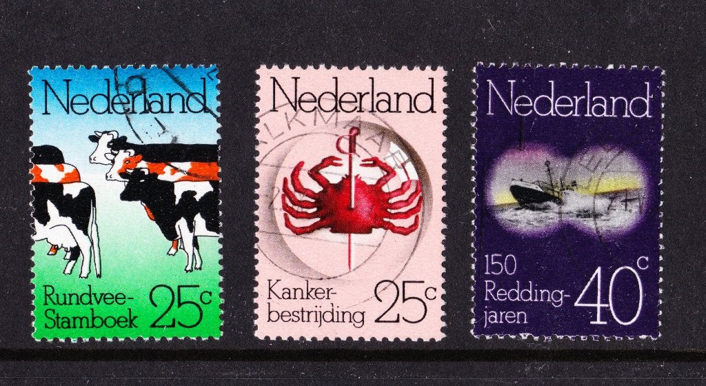 Nederland NVPH 1052-1054 gestempeld, Postzegels en Munten, Verzenden, Na 1940, Gestempeld