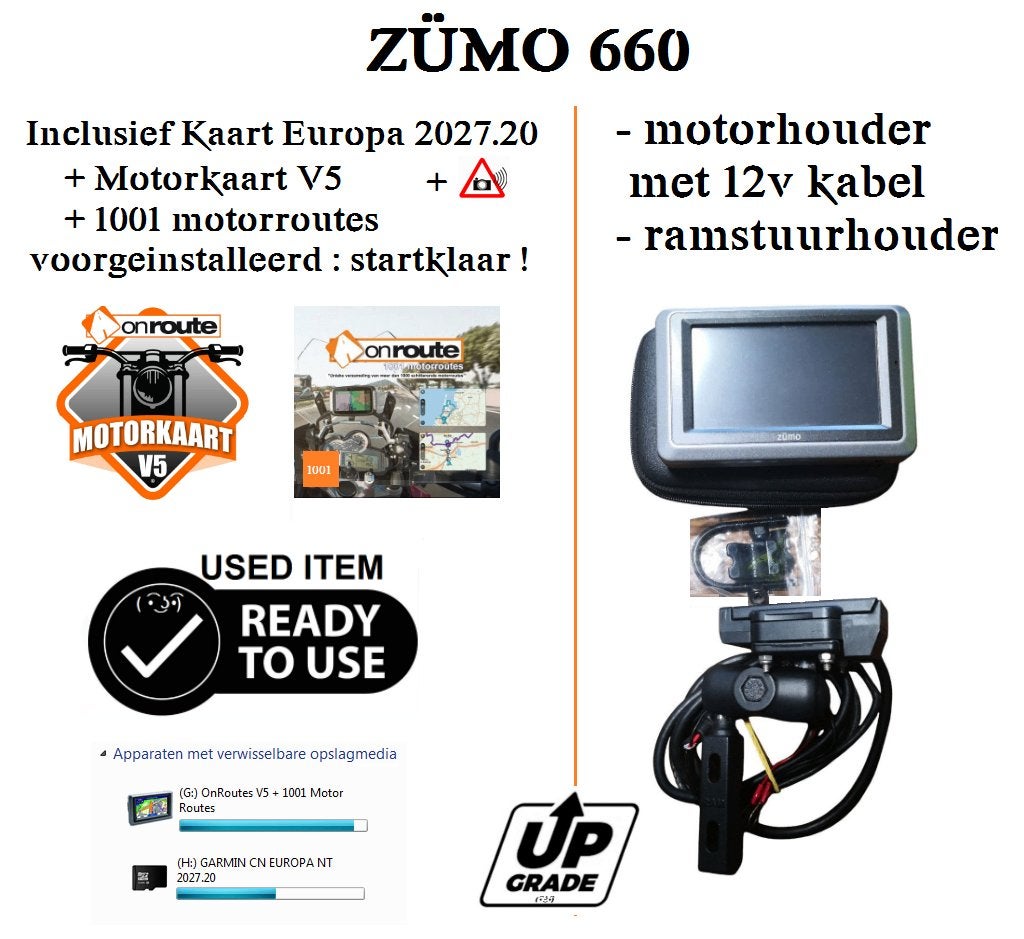 Zumo 660 + accessoires + kaart Eur 2027.20 + Onroute V5, Motoren, Ophalen, Gebruikt