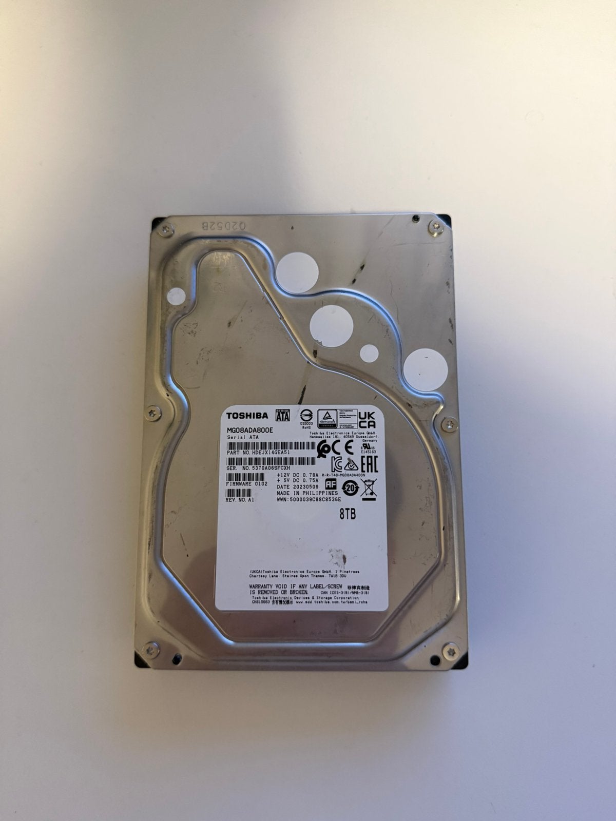 Toshiba MG08 8TB SATA Enterprise HDD, Ophalen, Intern, Gebruikt, Desktop