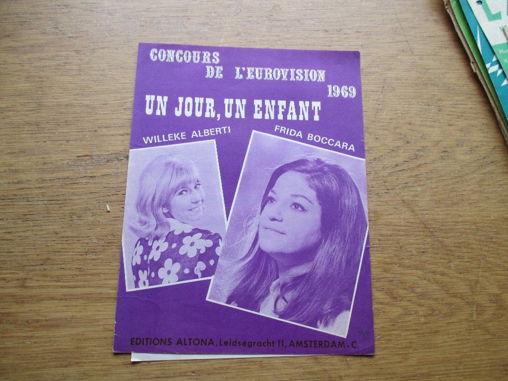 Un Jour, Un Enfant - Eurovisie Songfestival 1969 bladmuziek, Zang, Gebruikt, Ophalen of Verzenden, Artiest of Componist