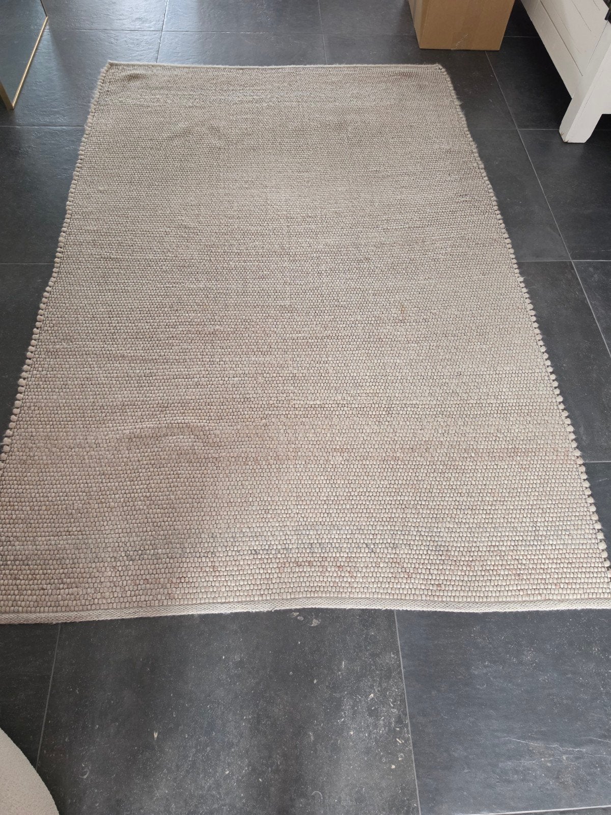Montel wollen vloerkleed 160x230 cm, kiezelkleur, Ophalen, 150 tot 200 cm, Beige, 200 cm of meer