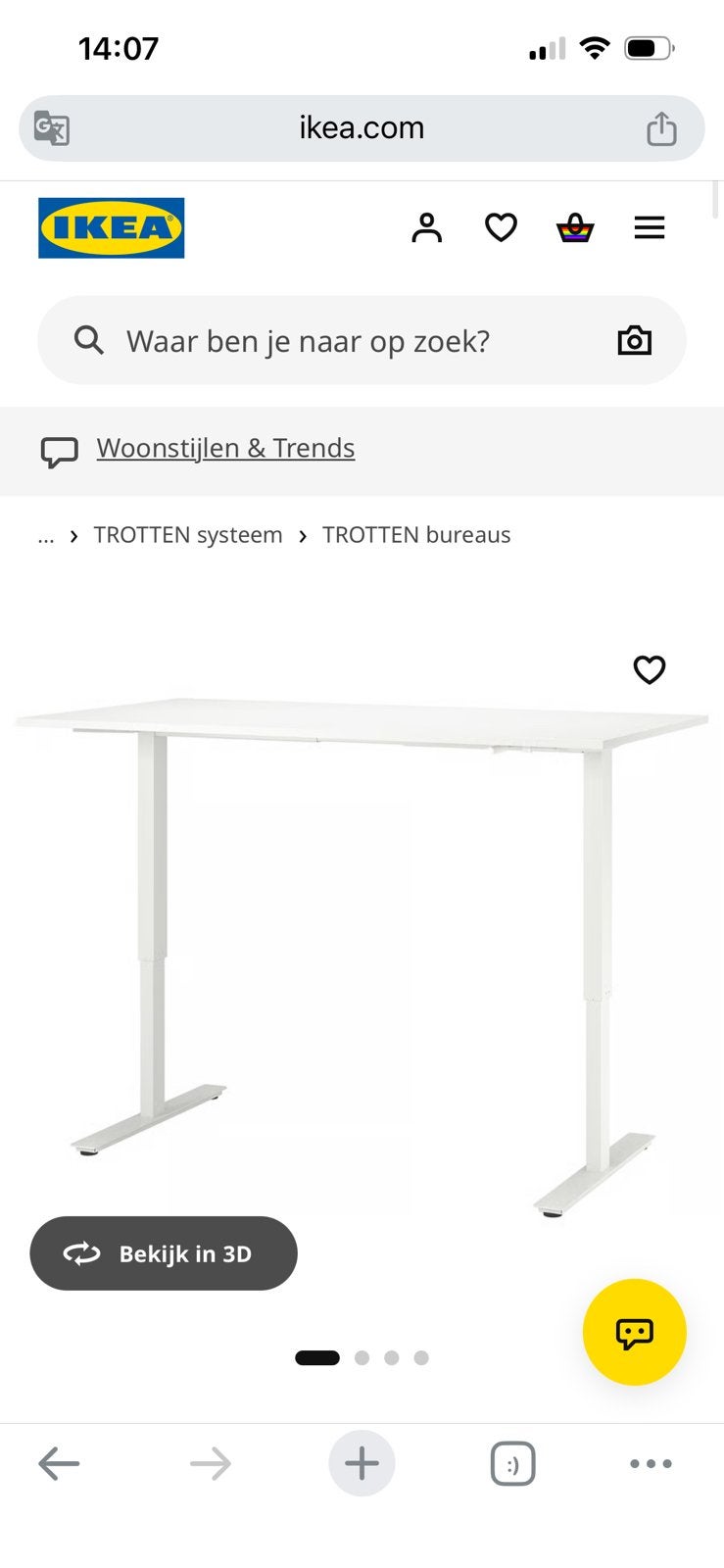 Gloednieuw zit sta burea Ikea, Huis en Inrichting, Ophalen, Zit-sta bureau, IKEA, Nieuw