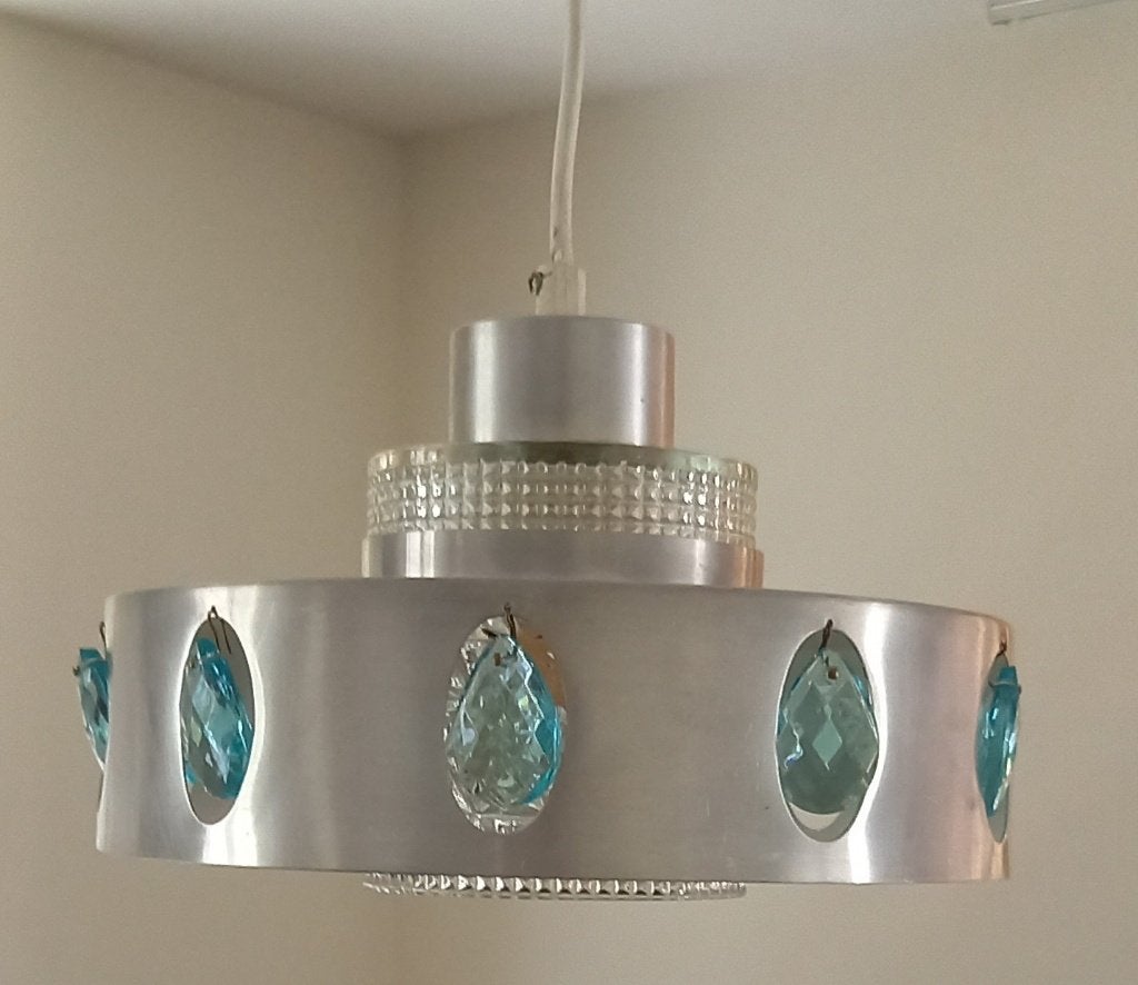 Vitrika hanglamp met blauwe kristallen, Ophalen of Verzenden