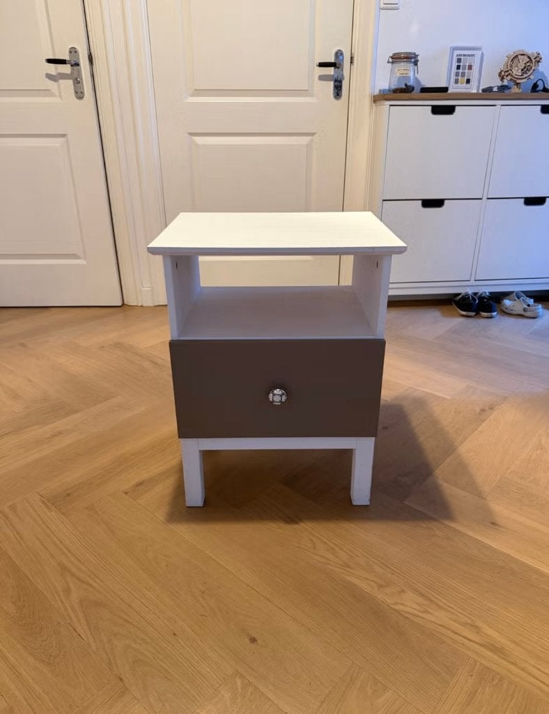 2 Nachtkastjes met lade en open vak - IKEA Tarva, Ophalen, Zo goed als nieuw, Hout, Minder dan 45 cm