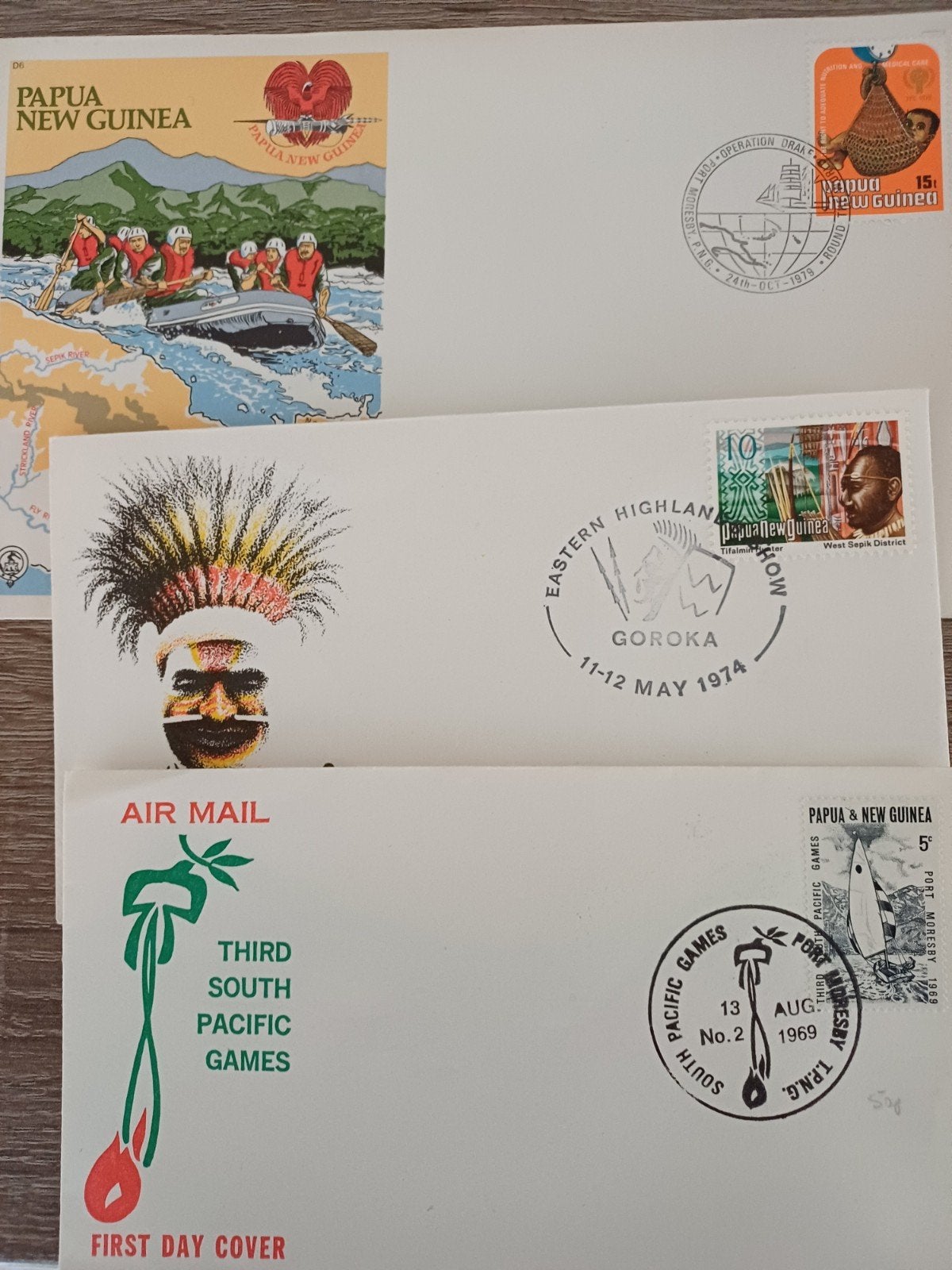 PAPUA NEW GUINEA  3  fdc, Postzegels en Munten, Postzegels | Eerstedagenveloppen, Ophalen of Verzenden, Rest van de wereld