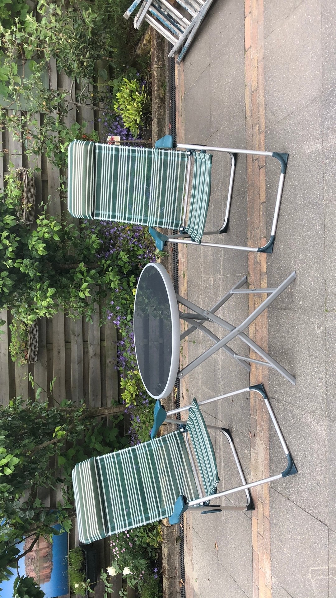 Tuinset 2 camping stoelen met tafel, Ophalen, Zo goed als nieuw, Aluminium