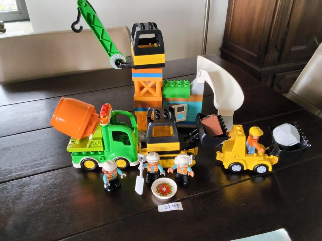 Duplo bouwplaats graafmachine cementwagen, Ophalen of Verzenden, Zo goed als nieuw, Duplo