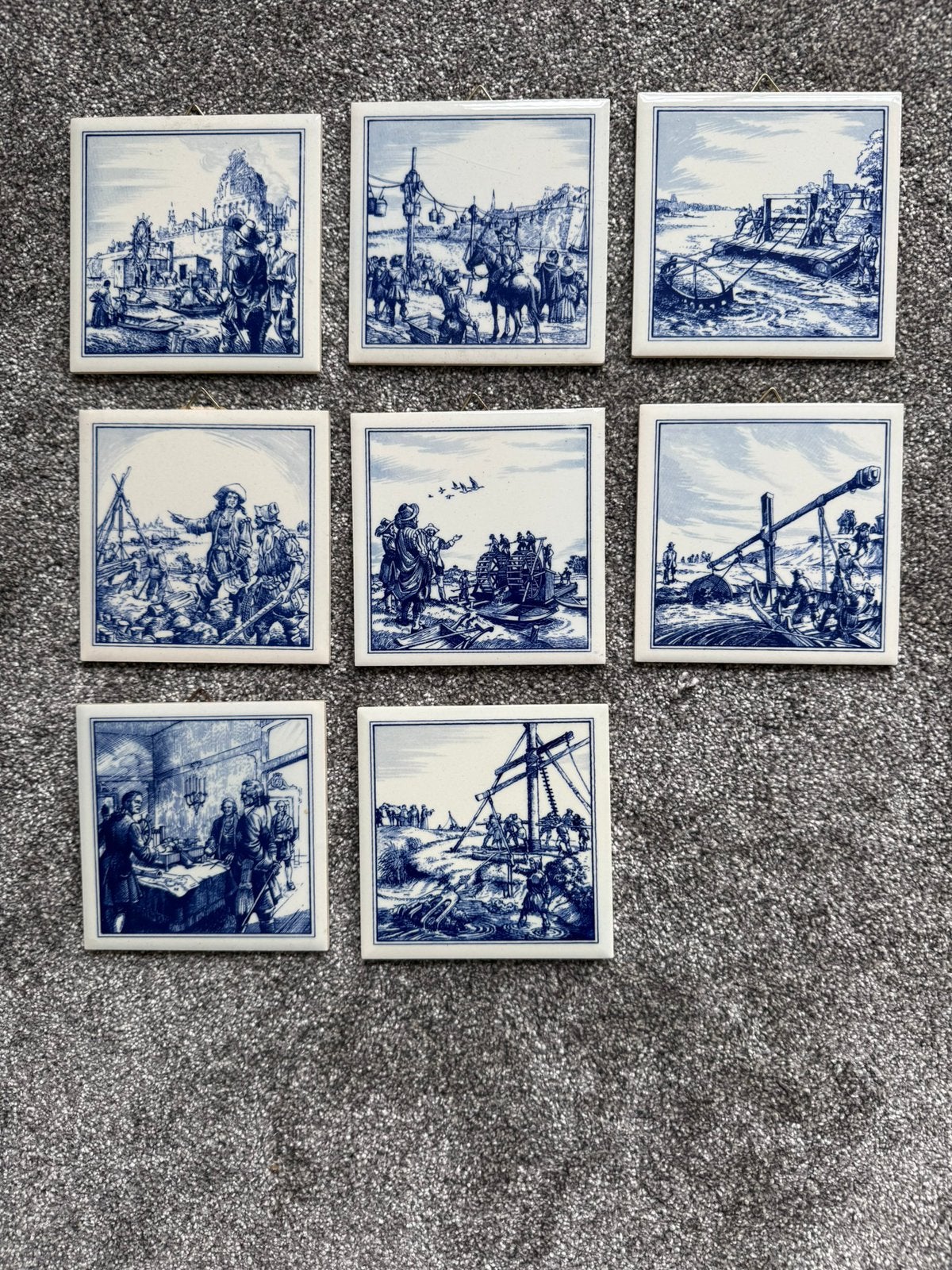 Set van 8 Delfts blauwe Ham Holland tegels, Antiek en Kunst, Ophalen of Verzenden