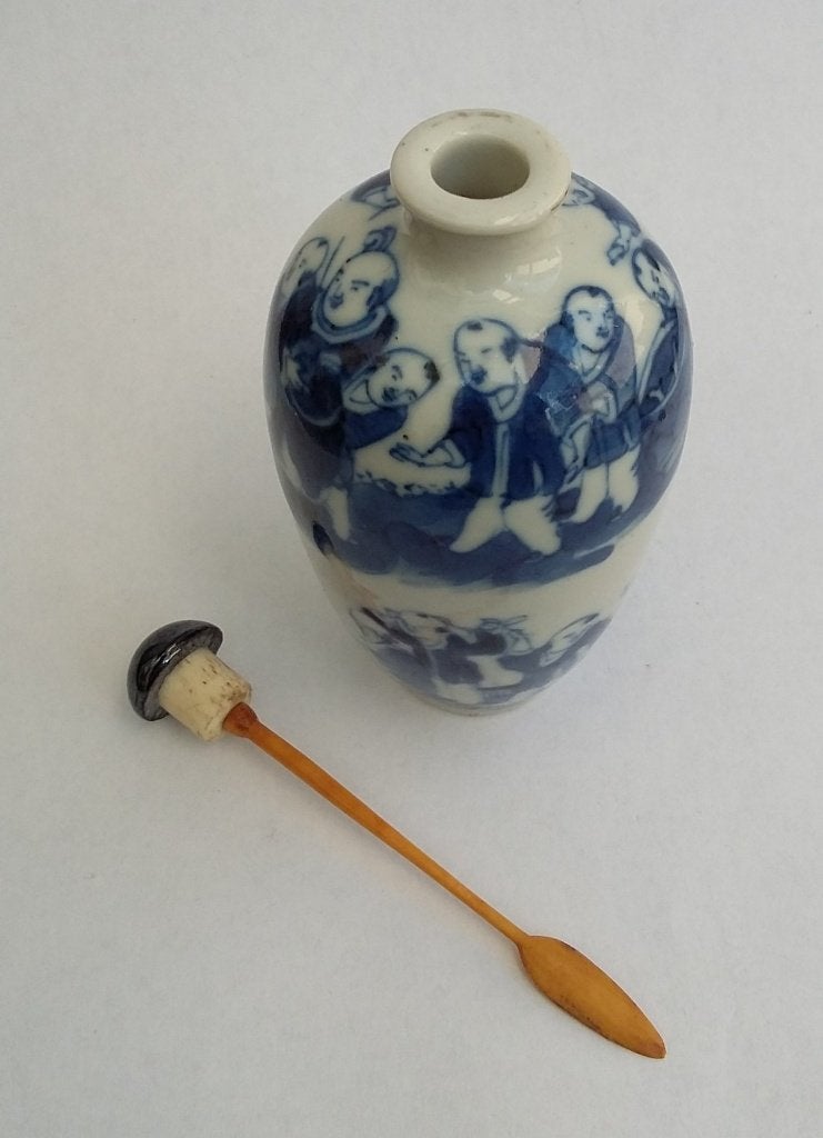 19eeuw Chinees Porselein Snuifflesje Snuif Fles China Kangxi, Ophalen of Verzenden