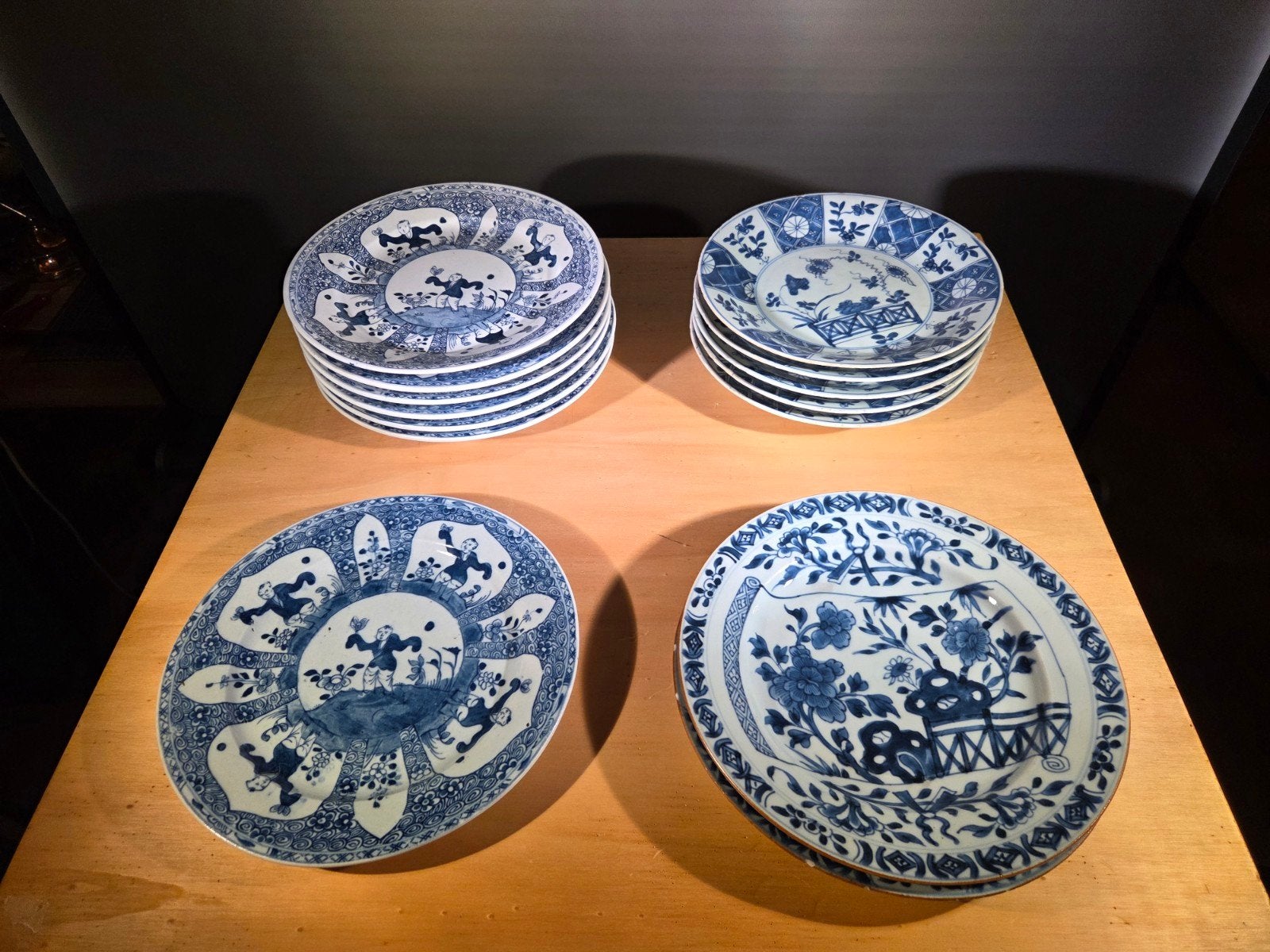 Diverse Stapel Borden - Blauw en Wit Porselein, Antiek en Kunst, Ophalen of Verzenden
