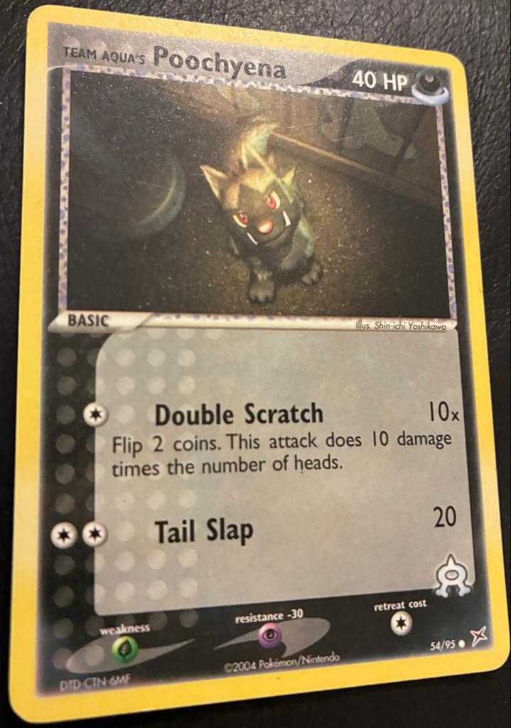 Team Aqua's Poochyena Pokémon Kaart (2004), Ophalen of Verzenden, Gebruikt, Losse kaart