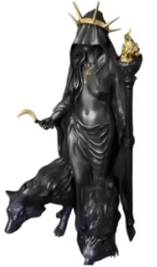 Prachtig beeldje heks godin zwart met gouden kroon (20cm), Verzamelen, Beelden en Beeldjes, Ophalen of Verzenden, Nieuw, Dier