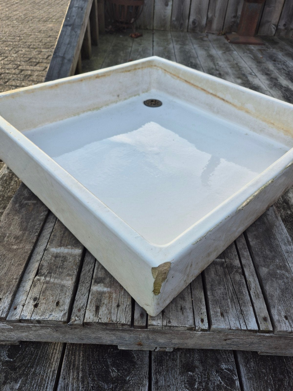 Oude Douchebak 85x85x19 cm - steen  Ideaal voor Klusproject, Ophalen, Gebruikt, Douche