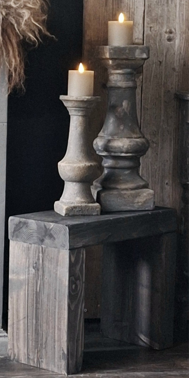 Stoer massief houten bankje/tafeltje, Ophalen