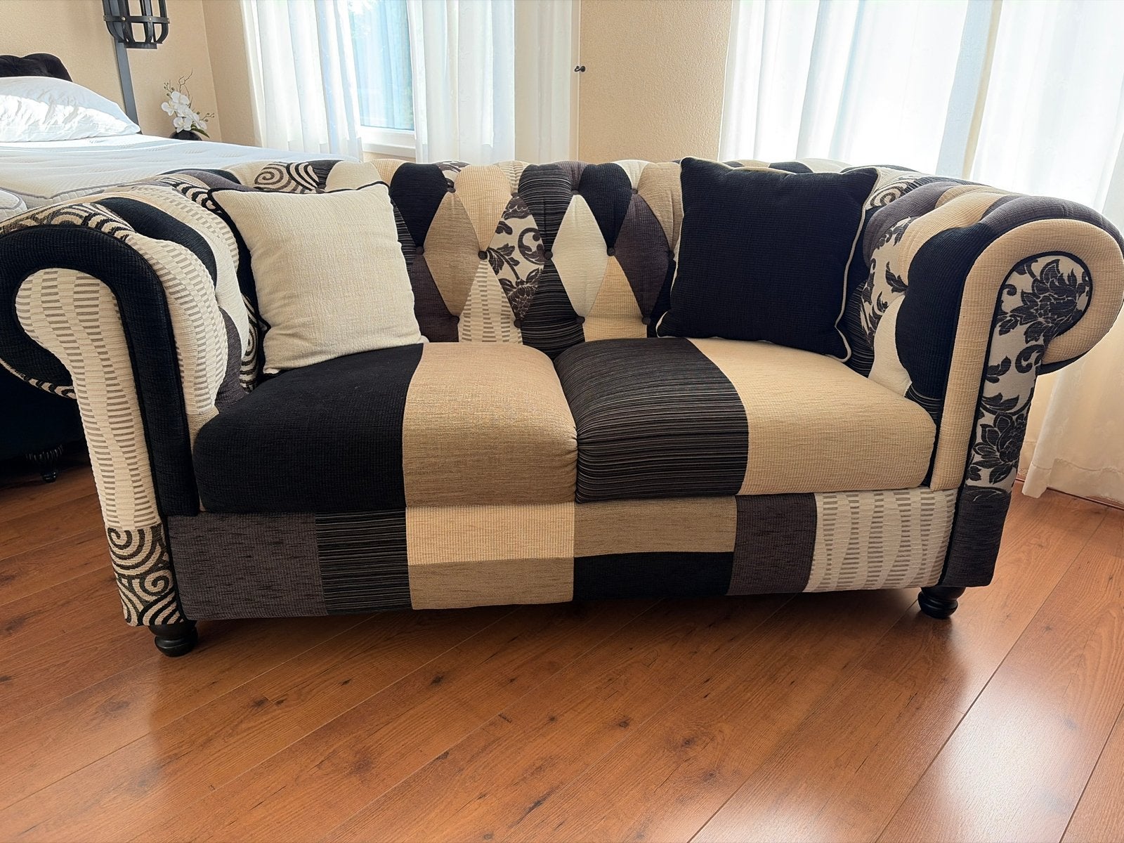 Patchwork 2-zitsbank - Uniek design en comfortabel, Ophalen, 150 tot 200 cm, Tweepersoons, 75 tot 100 cm