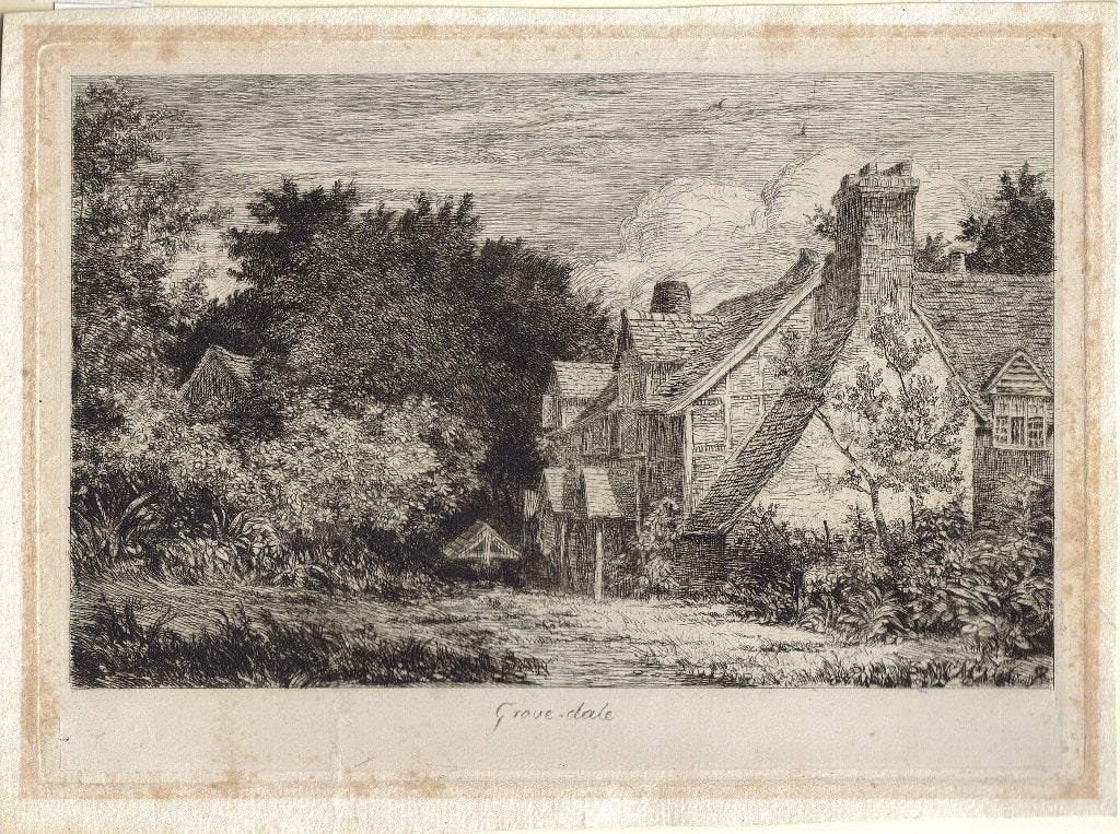Onbekende Engelse Maker ets "Grove-Dale", Ophalen, 1800 - 1899, Ets, Architectuur