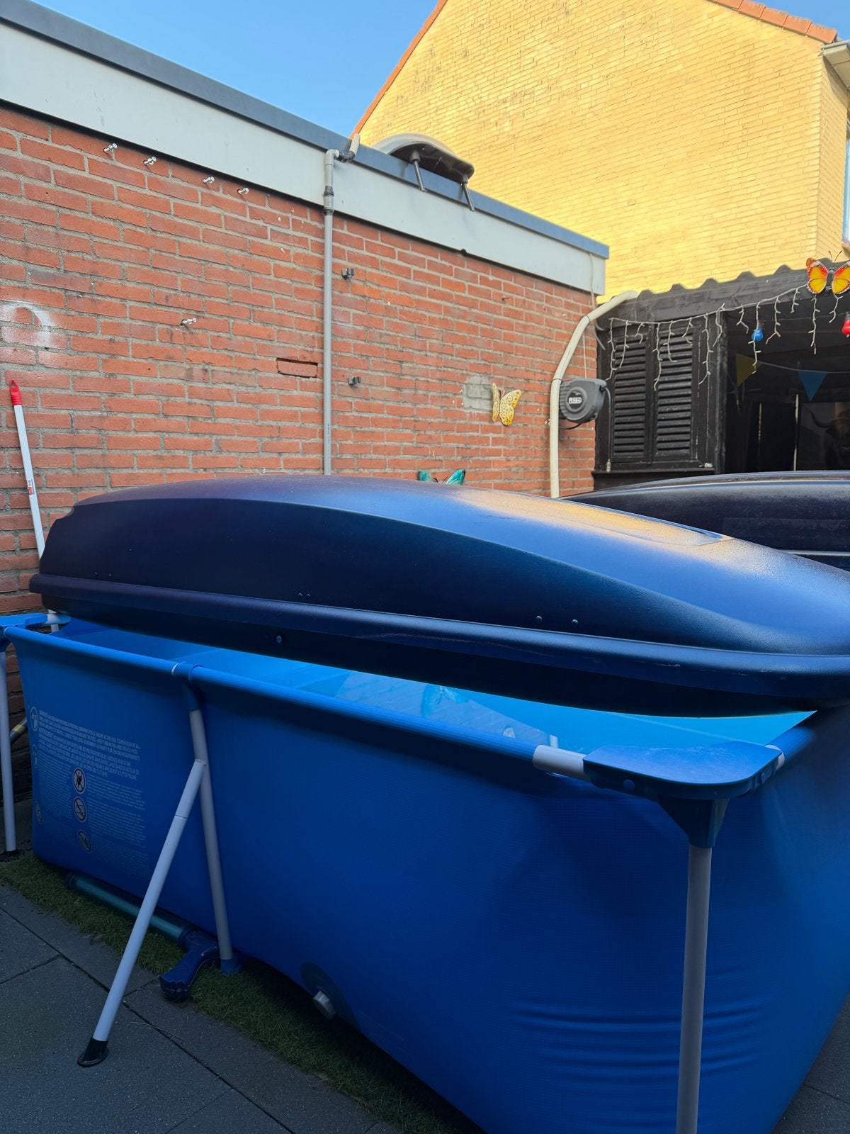Dak koffer 240x80x40 met originele BMW dakdragers, Ophalen, Gebruikt