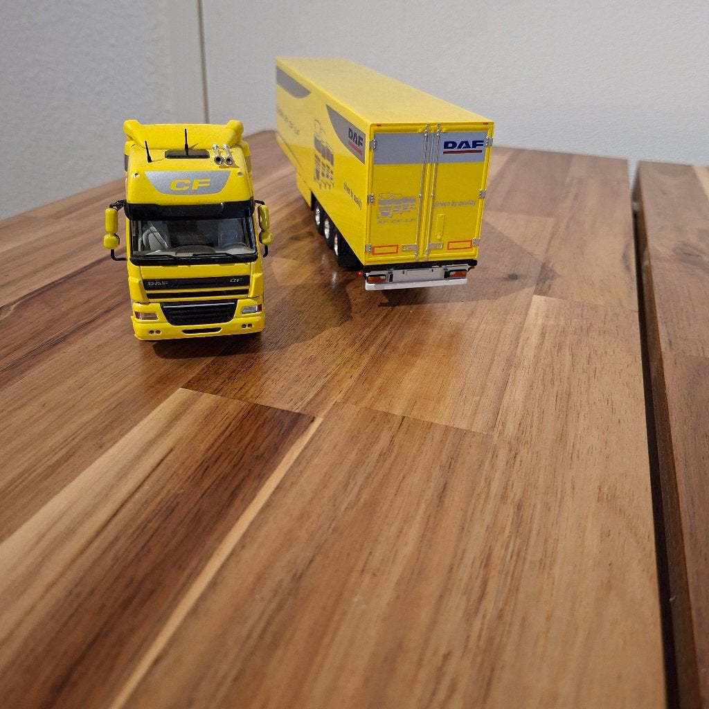 DAF CF TRUCK COMPLEET met Trailer - Geel Model 3 as TEKNO ., Ophalen of Verzenden, Zo goed als nieuw, Bus of Vrachtwagen, Tekno