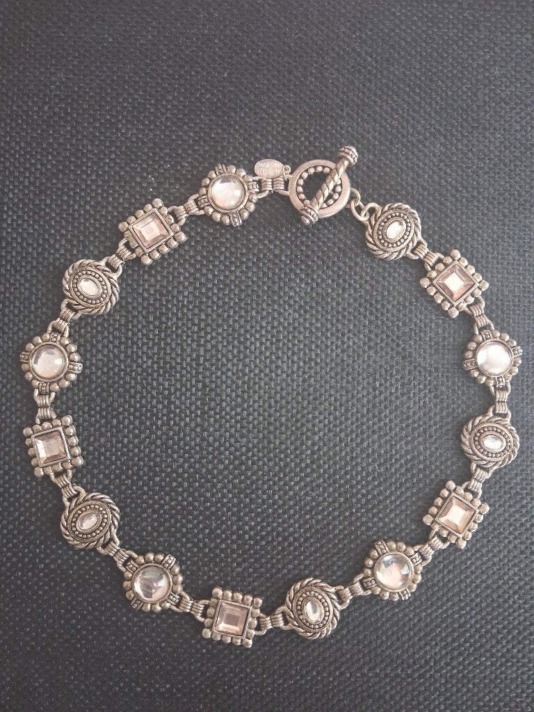 MKM Design Zilveren Ketting met Glinsterende Glasstenen, Sieraden, Tassen en Uiterlijk, Met kristal, Ophalen of Verzenden, Zo goed als nieuw