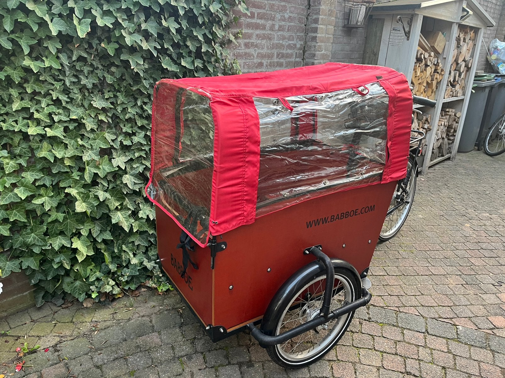 Babboe bakfiets, 4 kinderen of meer, Zo goed als nieuw, Schijfrem, Huif