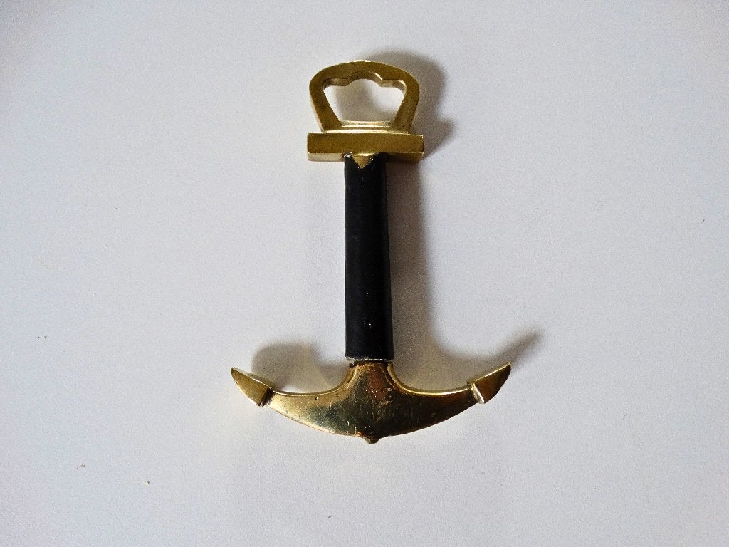 Vintage nautische flesopener in ankervorm – koperkleurig, Ophalen of Verzenden, Huis en Inrichting