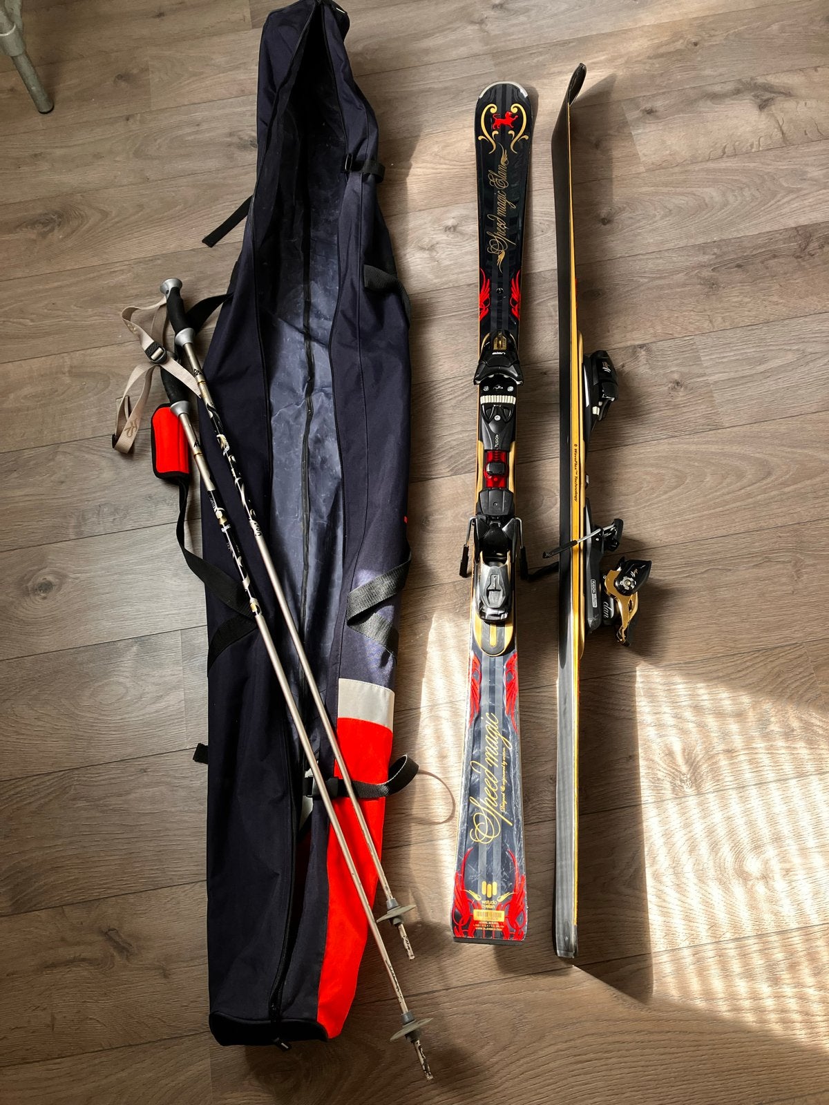 Elan Speed Magic Ski's met stokken en Alpina helm, Overige merken, 140 tot 160 cm, Gebruikt, Ophalen of Verzenden