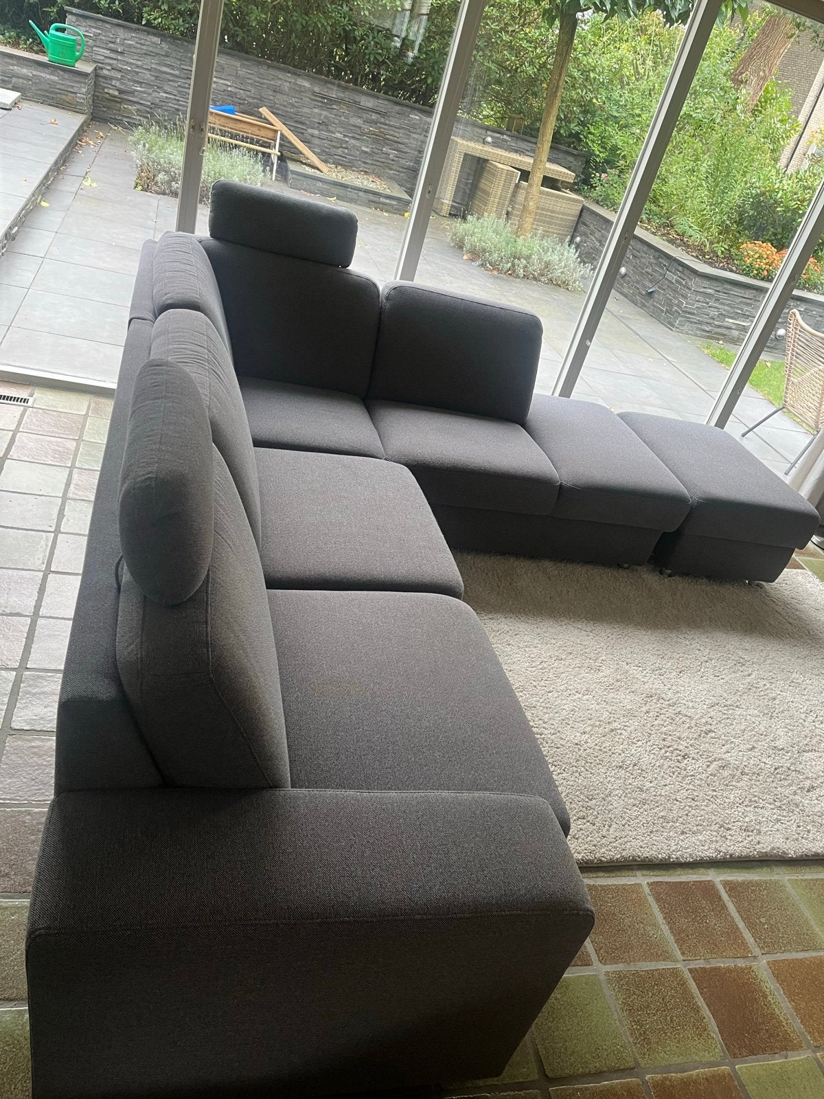 Pronto wonen- Hoekbank met uitschuifbaar zitgedeelte +hocker, Ophalen, 250 tot 300 cm, 100 tot 125 cm, Hoekbank