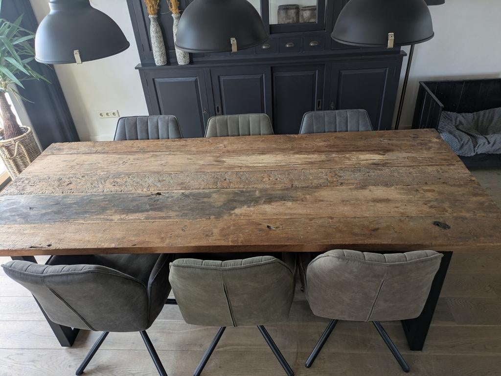 Robuuste houten eettafel - 240x100x80 cm, Huis en Inrichting, Tafels | Eettafels, Gebruikt, 100 tot 150 cm, 200 cm of meer, Vijf personen of meer