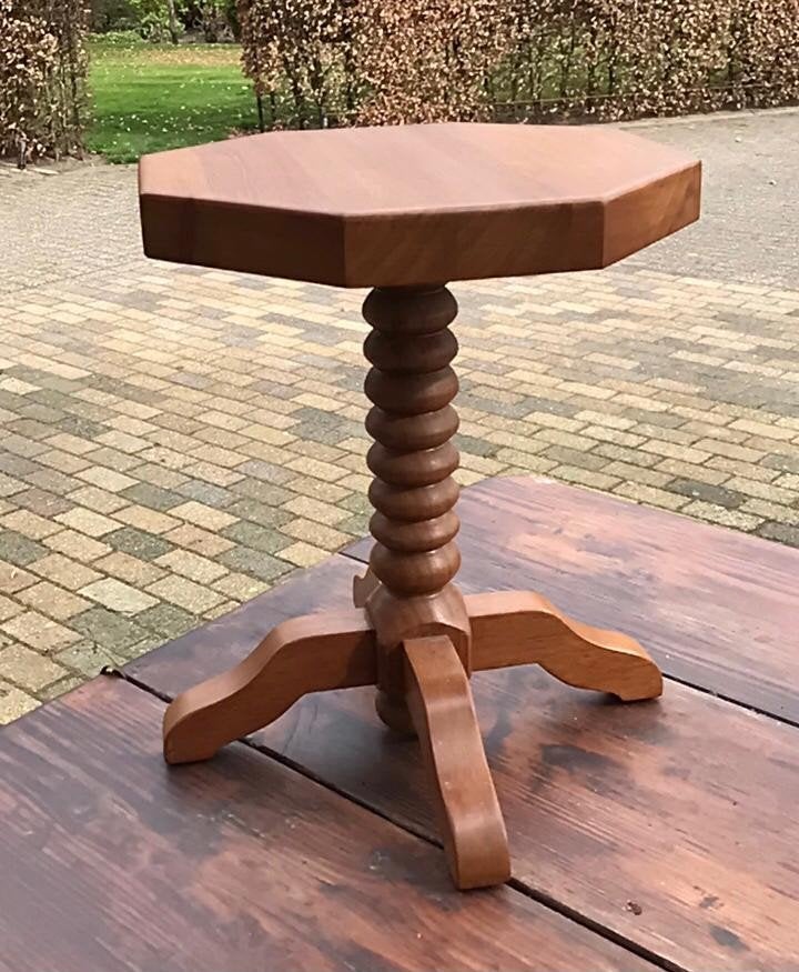 Uniek houten bijzettafeltje - Achthoekig blad, Minder dan 55 cm, Gebruikt, Klassiek, Rustiek, Overige vormen