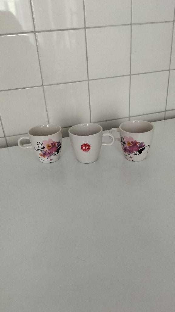 3 Douwe Egberts mokken My fair Lady - Nieuw, Ophalen of Verzenden, Nieuw, Overige stijlen, Kop(pen) en/of Schotel(s)