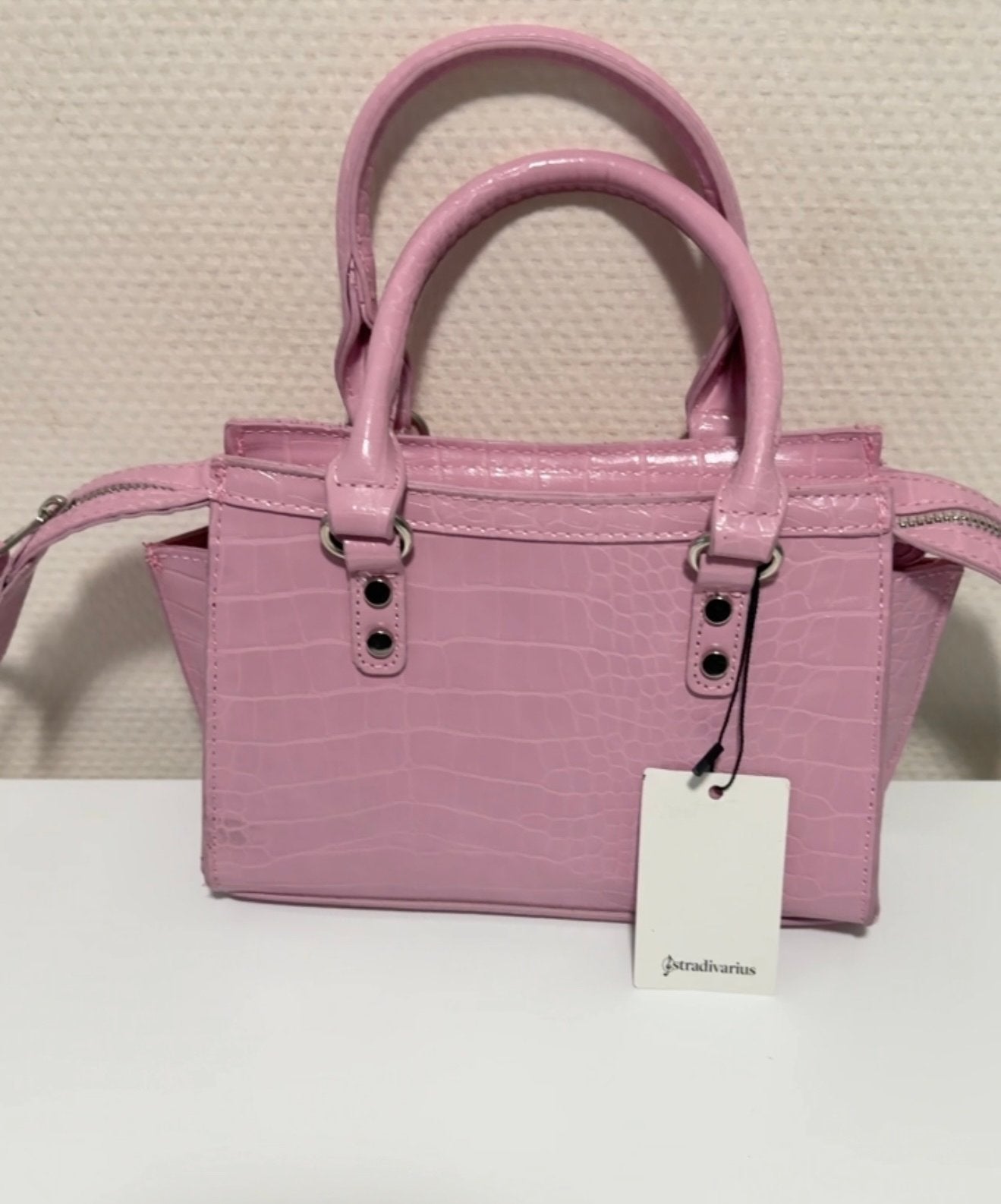 Roze handtas van Stradivarius met krokodillenprint, Ophalen of Verzenden, Nieuw, Roze, Handtas