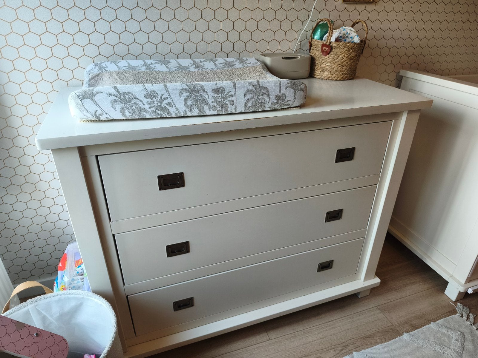 Kidsmill witte commode – 3 ruime lades – babykamer, Ophalen, Gebruikt, 50 tot 70 cm, 100 cm of meer