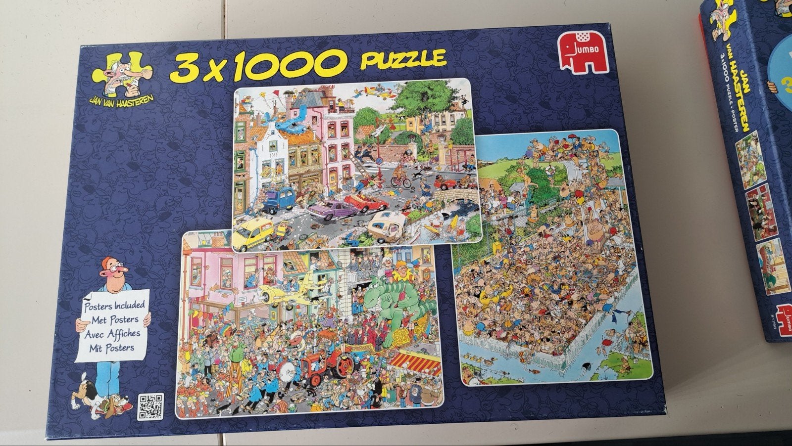 3 puzzel van 1000 stukjes Jan van Haasteren, Ophalen, 500 t/m 1500 stukjes, Zo goed als nieuw
